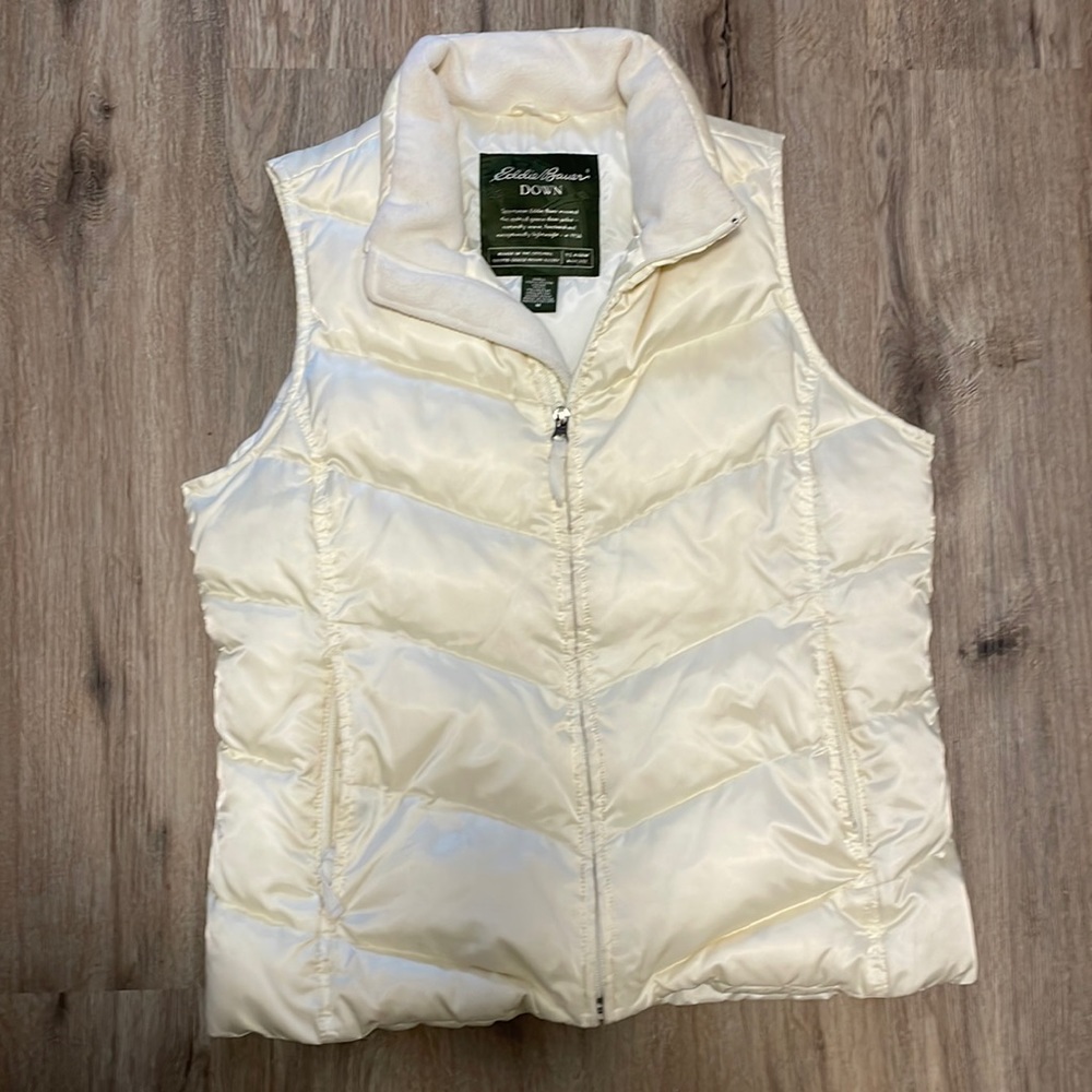 Eddie Bauer Down Vest Size Medium Off White